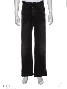 Off-White Black High-Rise Frayed Waist 2018 Straight Cut Jeans